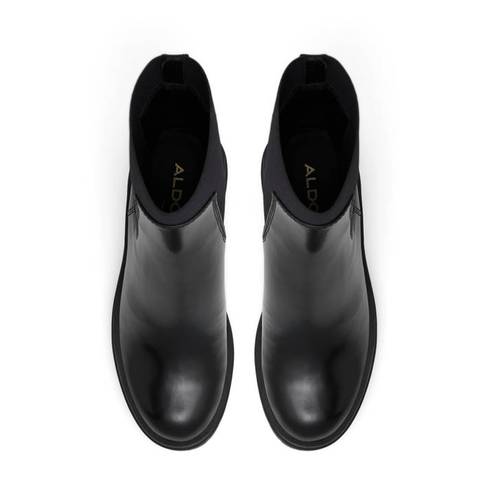Black leather bootie BIGMOOD