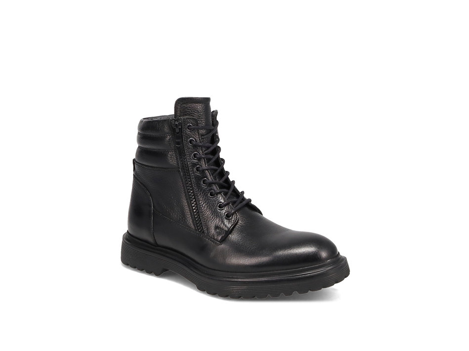Men''s black leather military boot