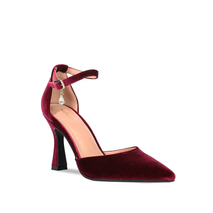 Burgundy velvet pump