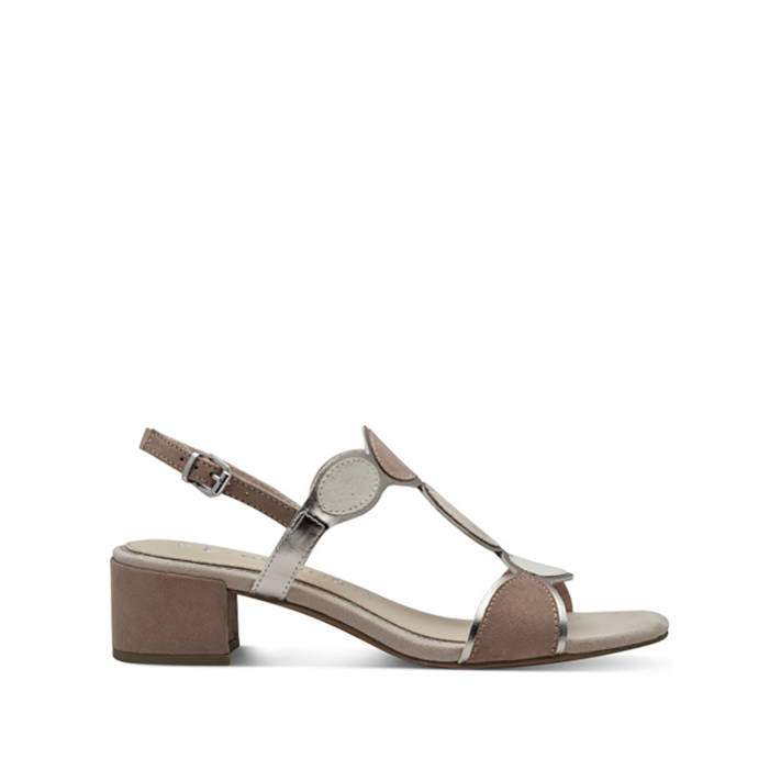 Beige sandal with low heel