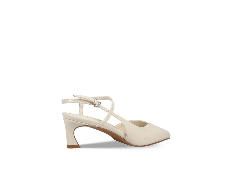 Ecru patent pump