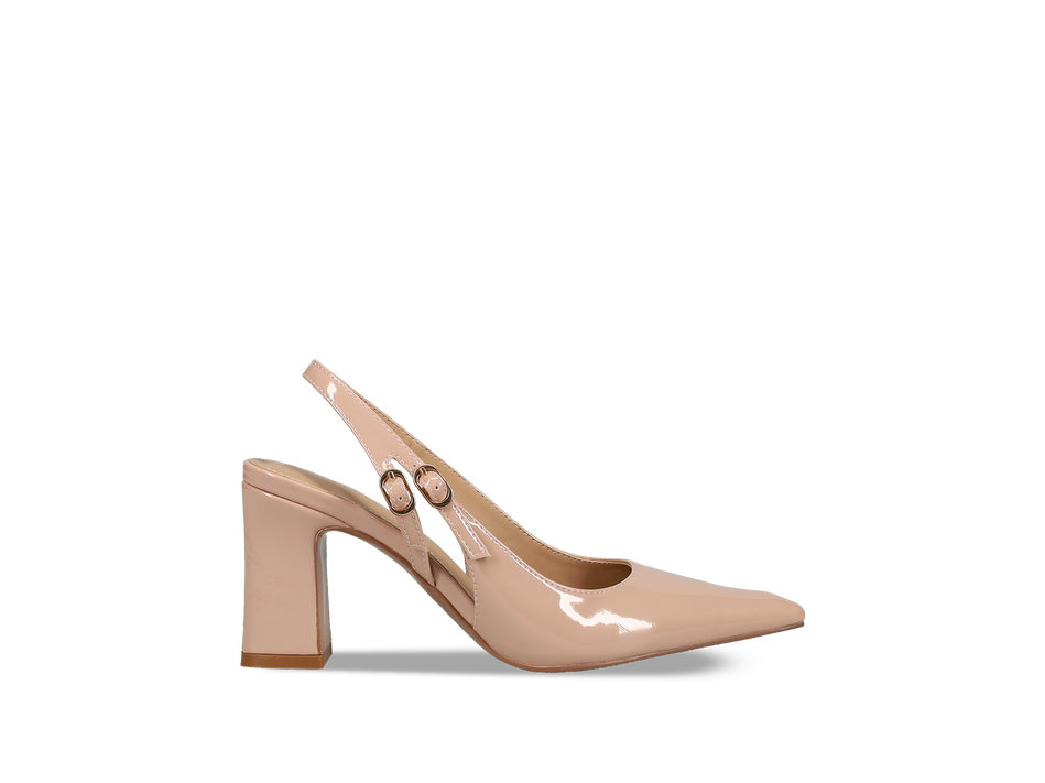 Beige patent pump