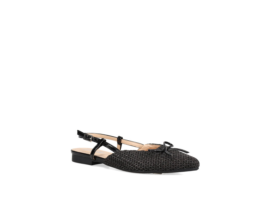 Black straw ballerina