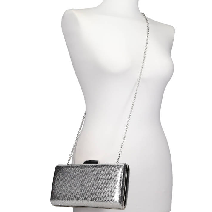 Silver clutch bag