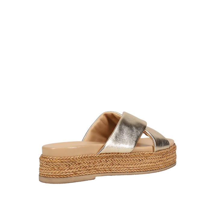 Χρυσό δερμάτινο footbed σανδάλι
