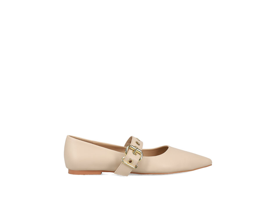 Beige pointy ballet flat