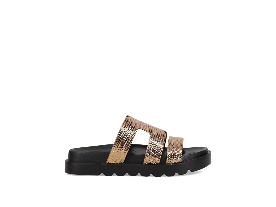 Rose gold metallic flatform sandal