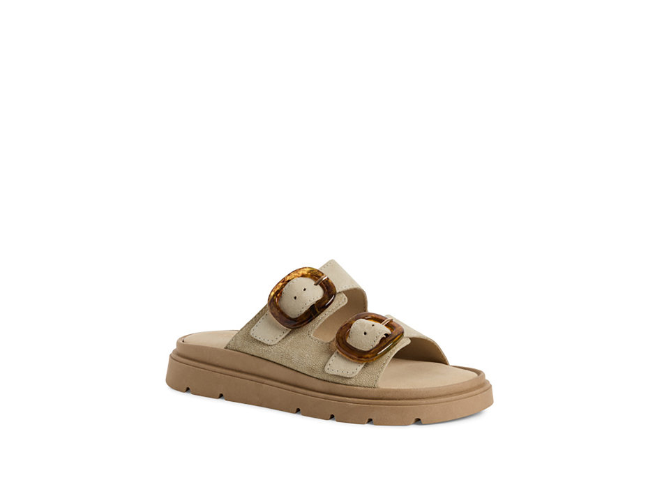 Beige leather footbed sandal