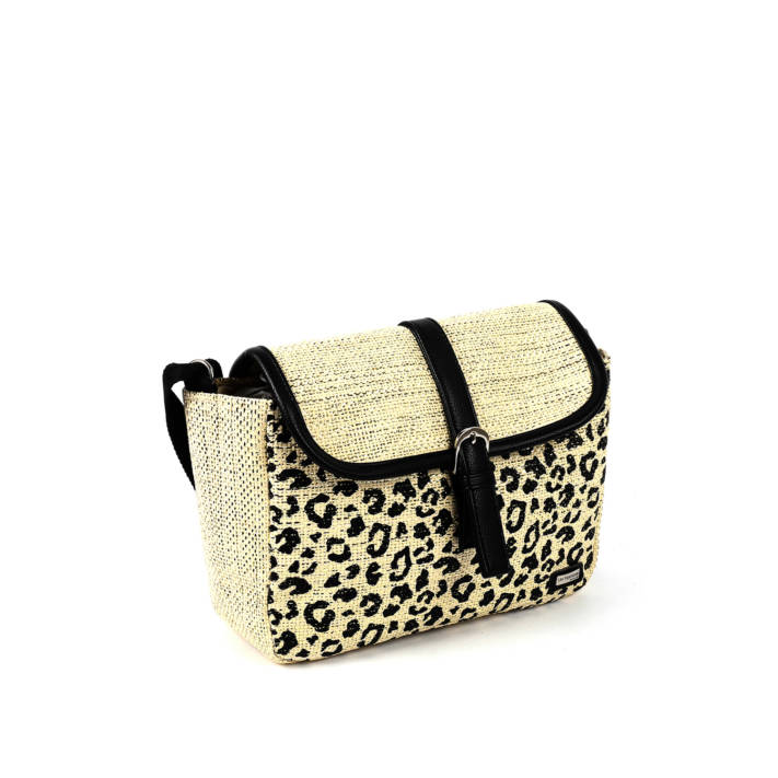 Beige straw crossbody bag