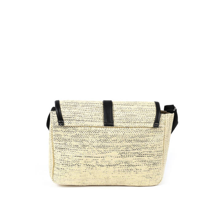Beige straw crossbody bag