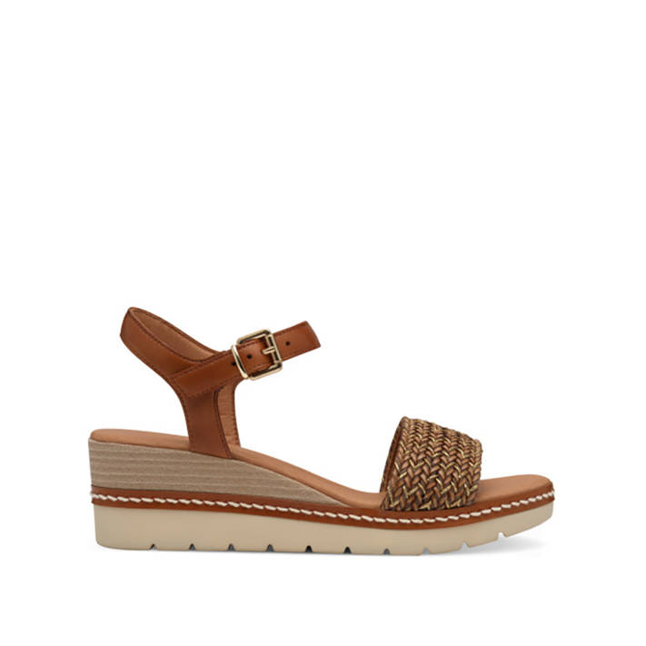 Brown leather wedge sandal
