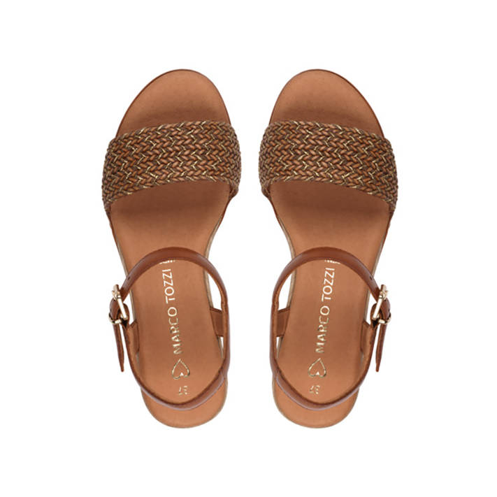 Brown leather wedge sandal