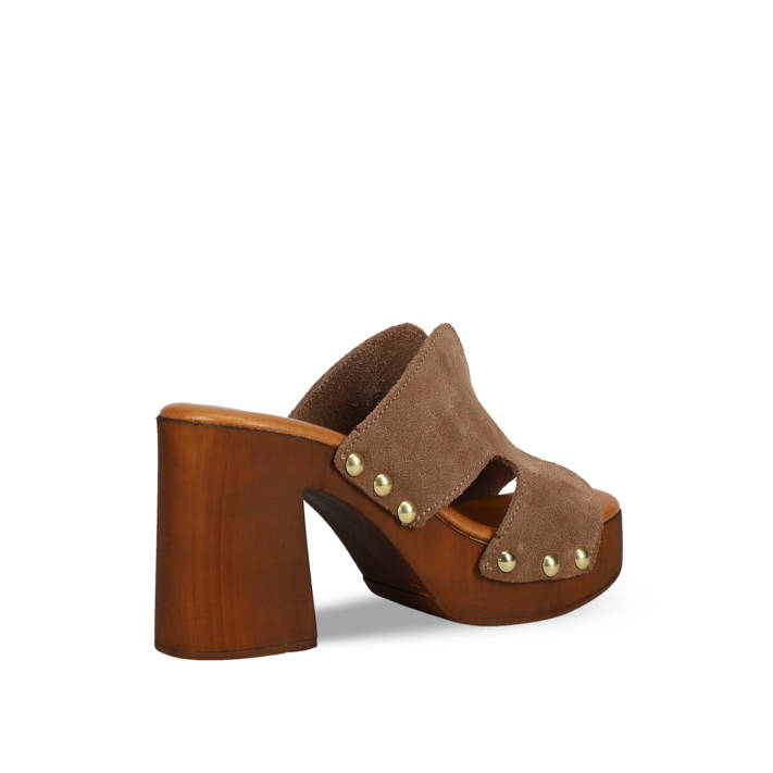 Taupe δερμάτινο mule τσόκαρο