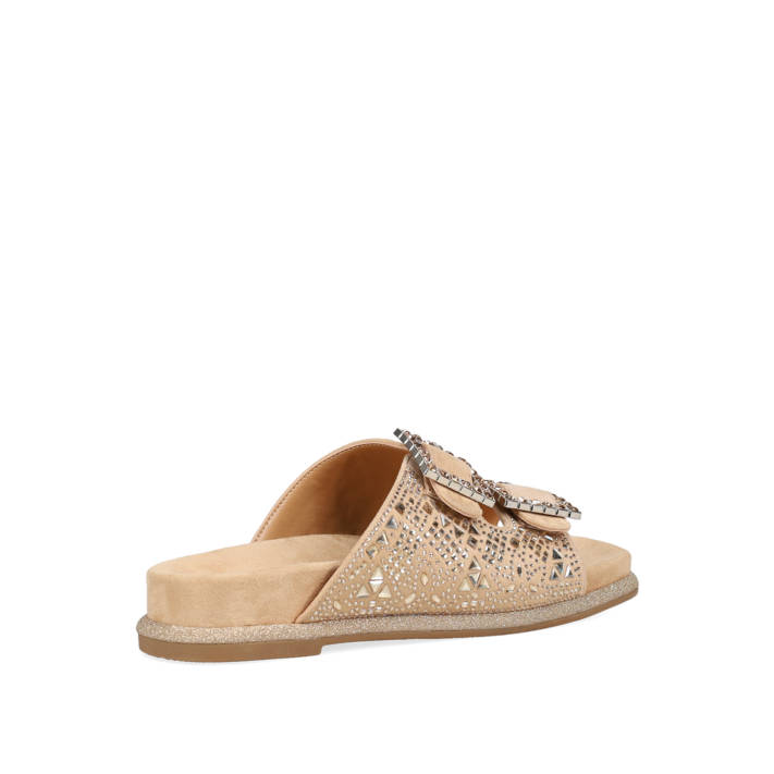 Beige footbed flatform sandal