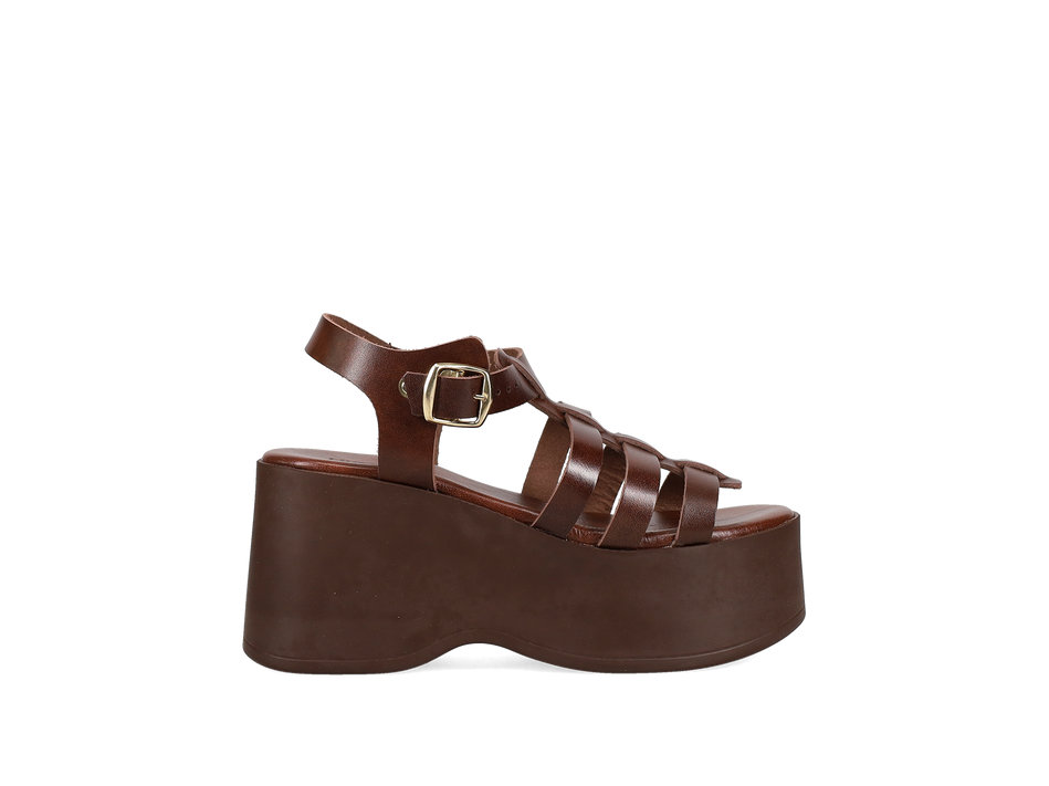 Brown leather platform