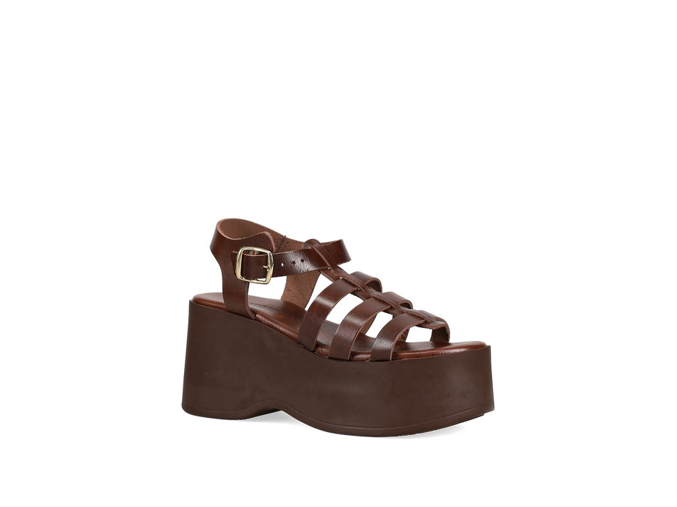 Brown leather platform