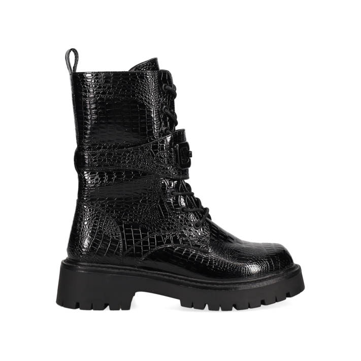 Black croc army bootie