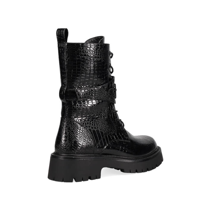 Black croc army bootie