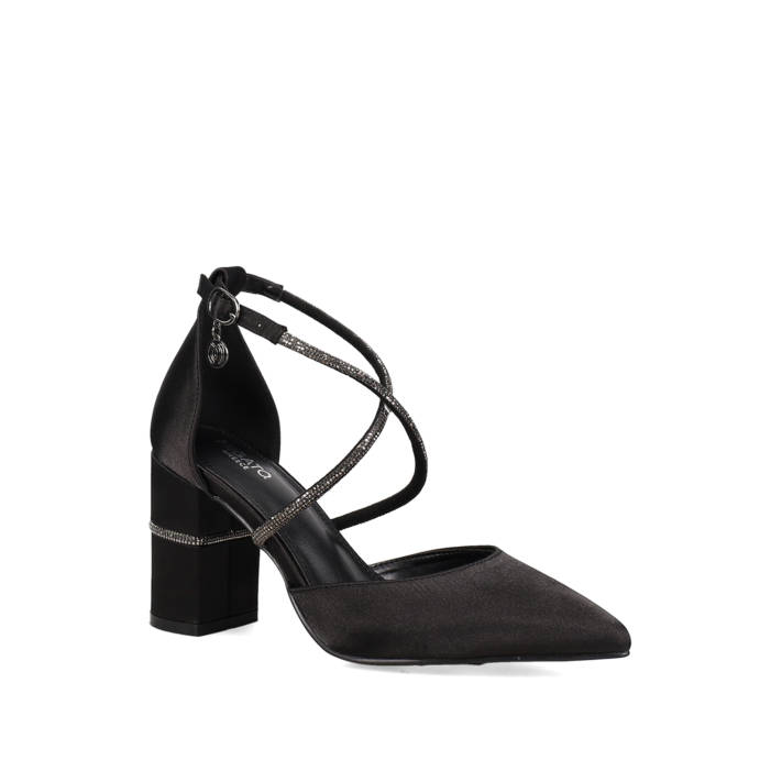 Black satin pump