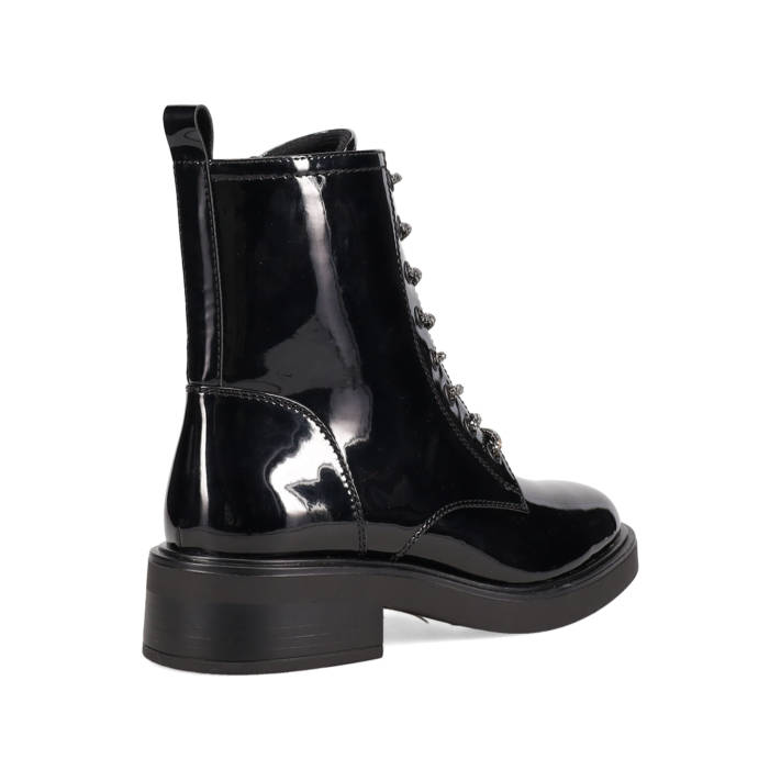 Black patent army boot