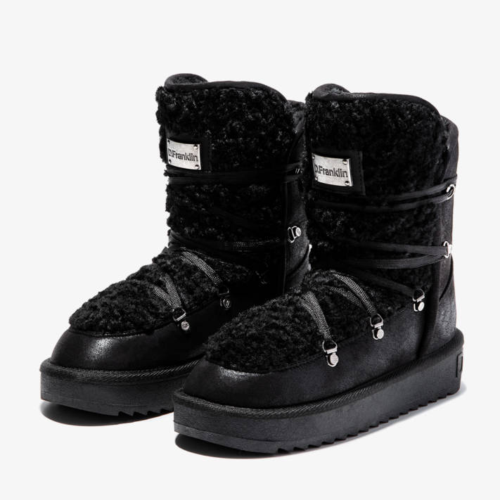 Black fur lined bootie