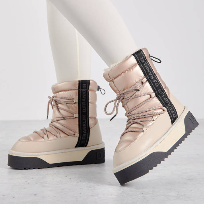 Beige platform bootie