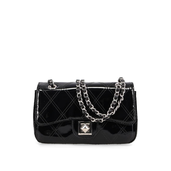 Black patent shoulder bag