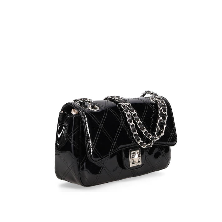 Black patent shoulder bag
