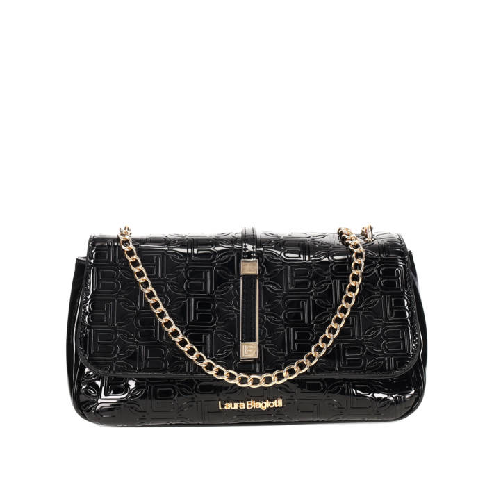 Black patent shoulder bag