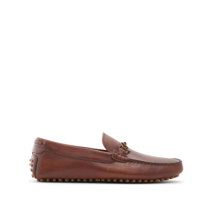 Men''s tan leather moccasin GUYAUME