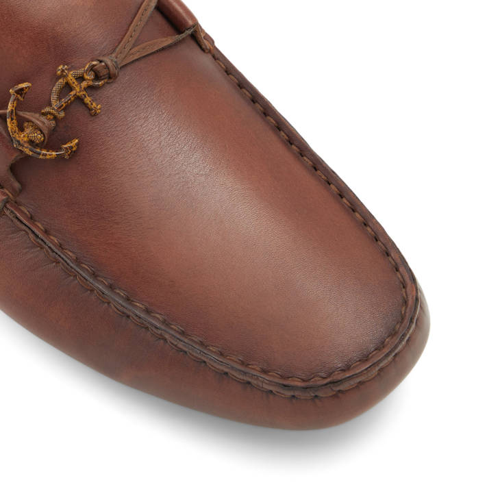 Men''s tan leather moccasin GUYAUME