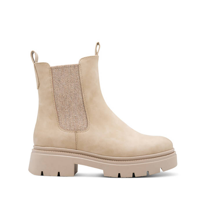 Beige leather Chelsea bootie
