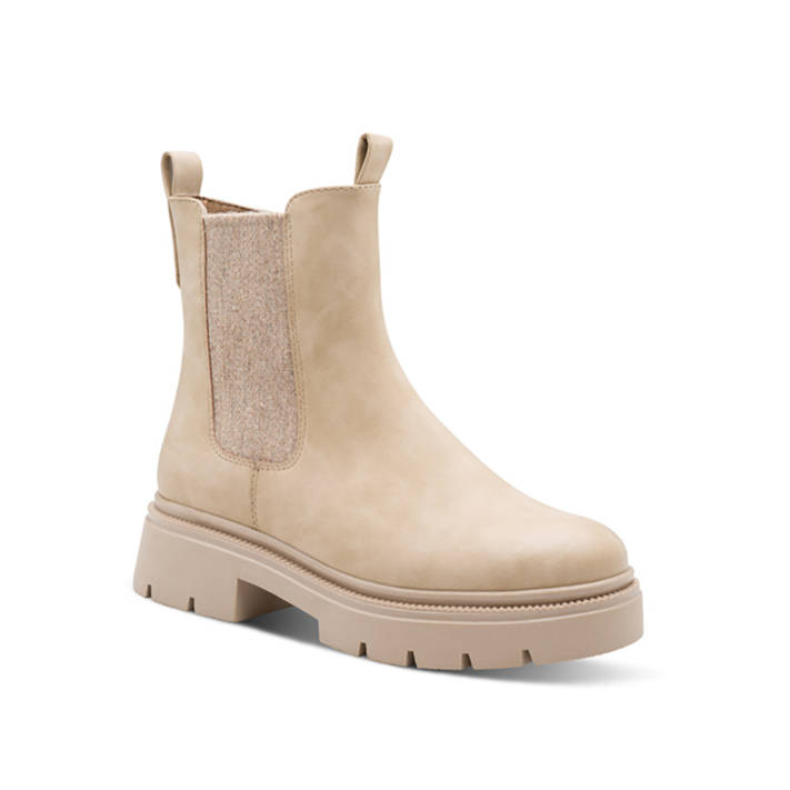 Beige leather Chelsea bootie