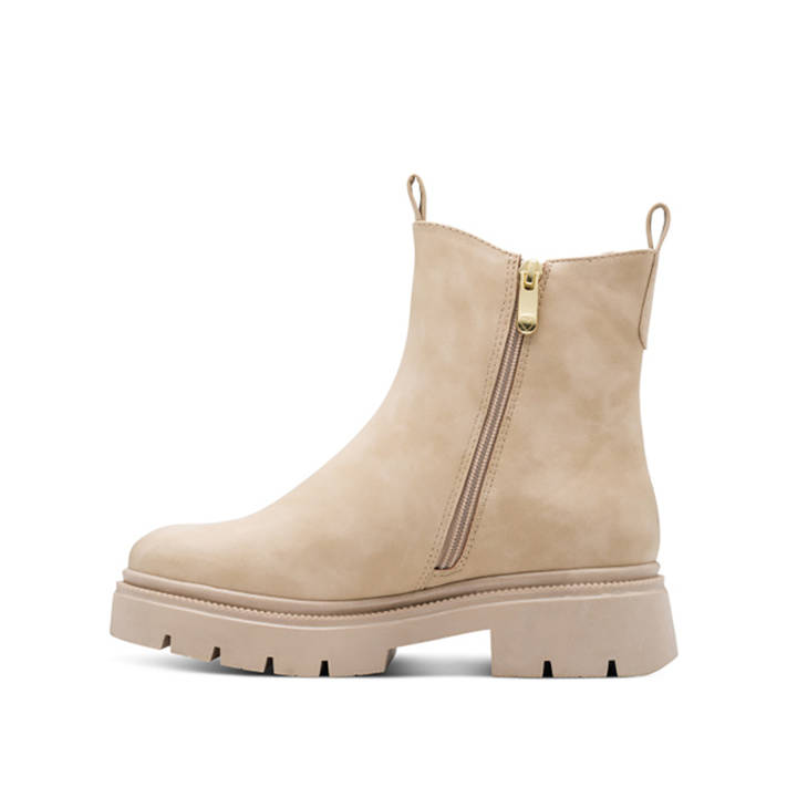 Beige leather Chelsea bootie