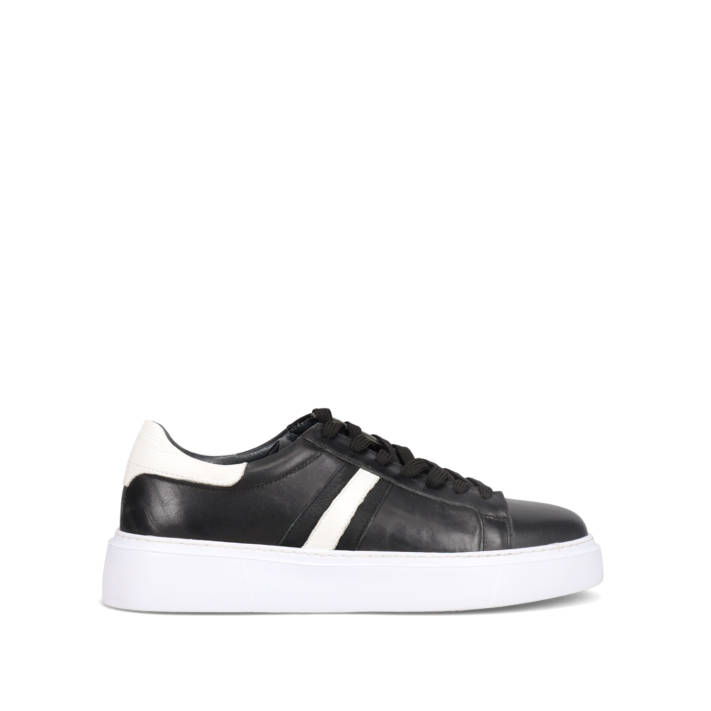 Μαύρο δερμάτινο ανδρικό sneaker