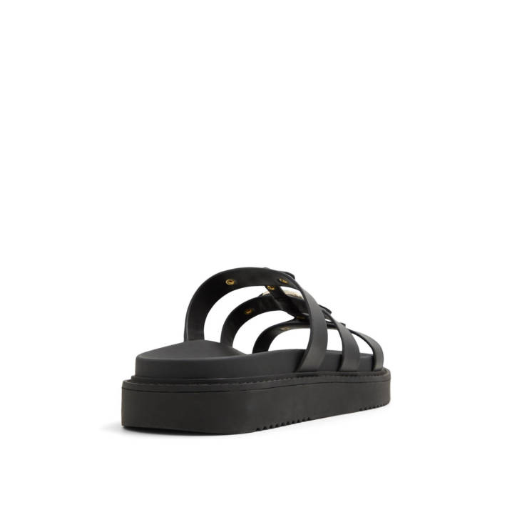 Μαύρο δερμάτινο footbed σανδάλι MARIESOLEIL
