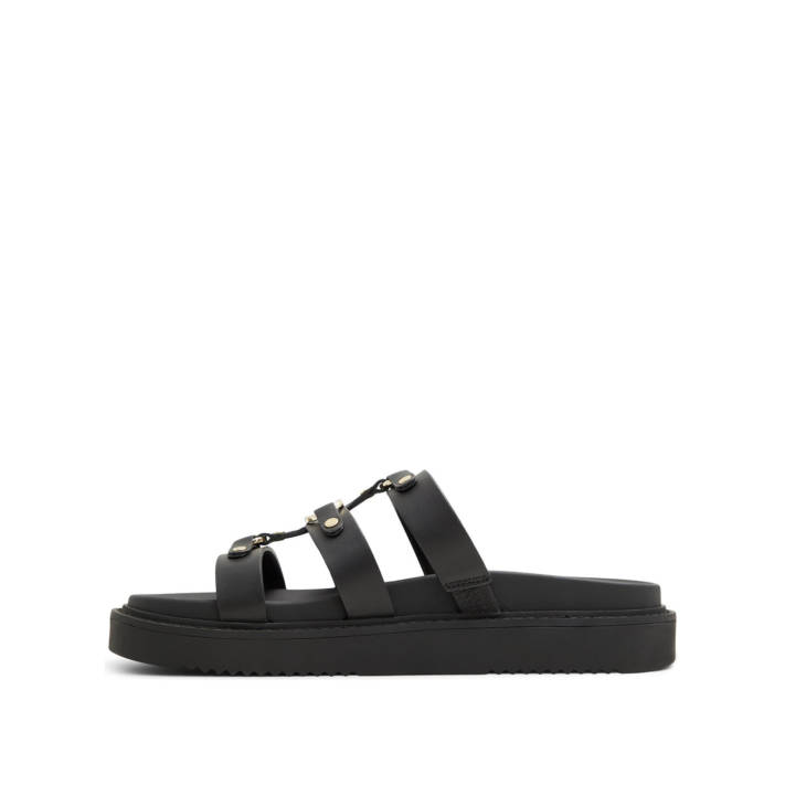 Μαύρο δερμάτινο footbed σανδάλι MARIESOLEIL