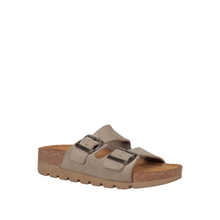 Beige leather footbed sandal