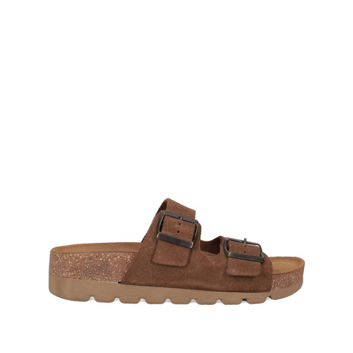 Brown leather footbed sandal