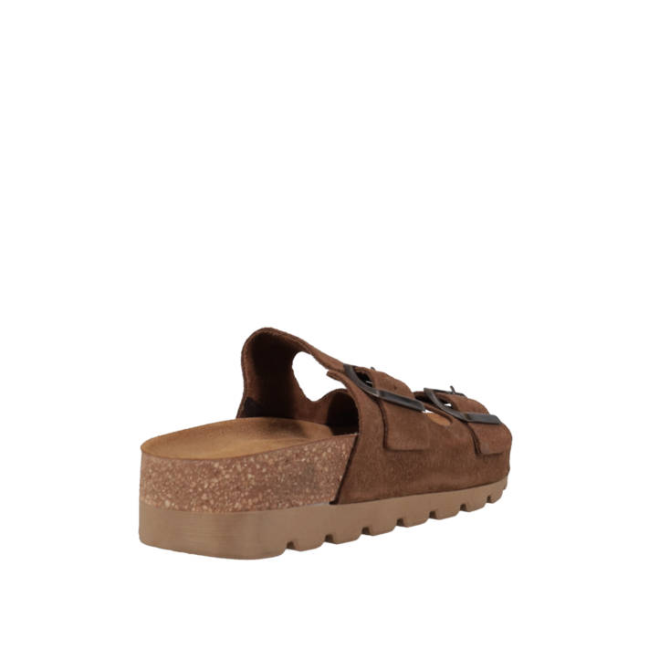 Brown leather footbed sandal