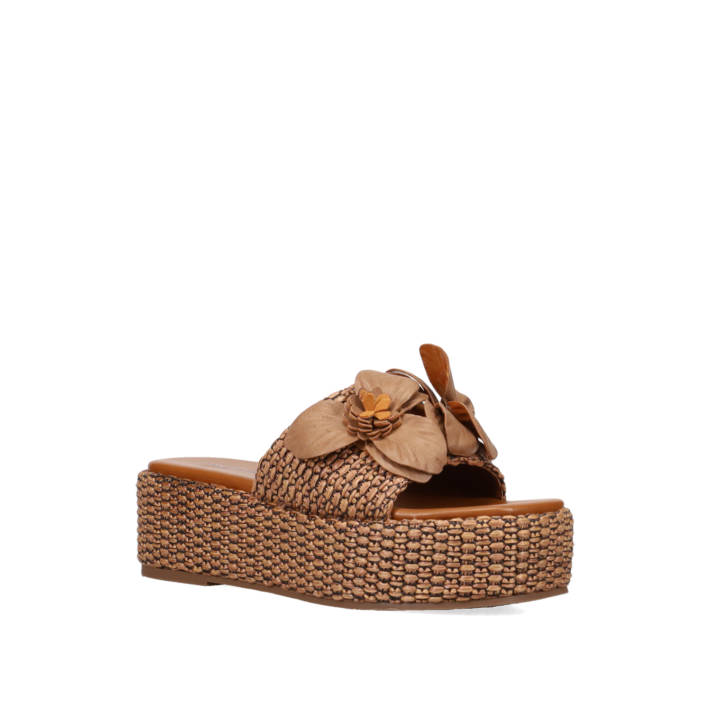 Καφέ flatform σανδάλι