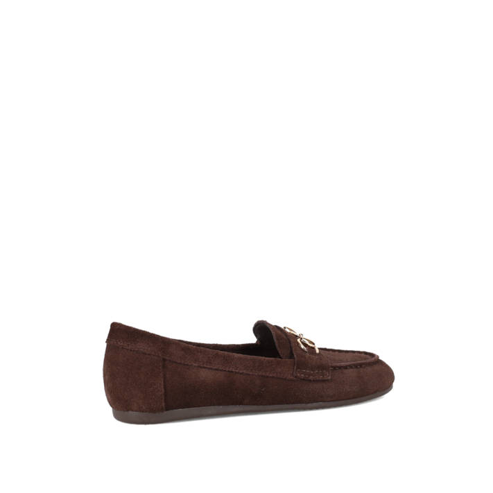 Brown leather suede loafer