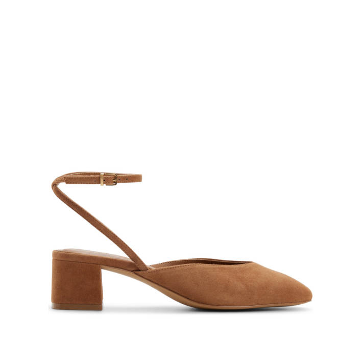 Brown leather pump ELIANIE