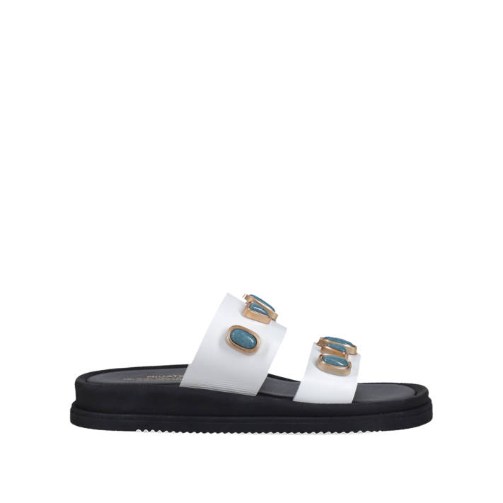 Λευκό δερμάτινο footbed σανδάλι