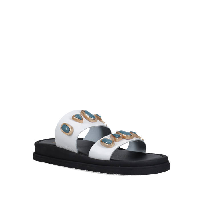 Λευκό δερμάτινο footbed σανδάλι
