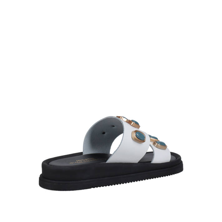 Λευκό δερμάτινο footbed σανδάλι