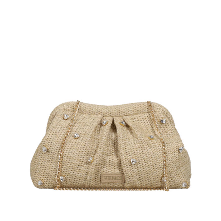 Beige clutch bag