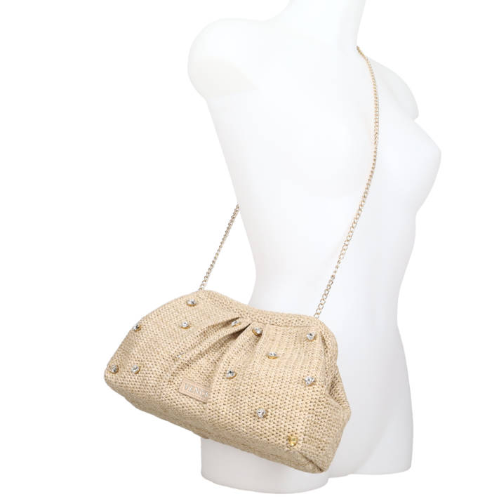 Beige clutch bag