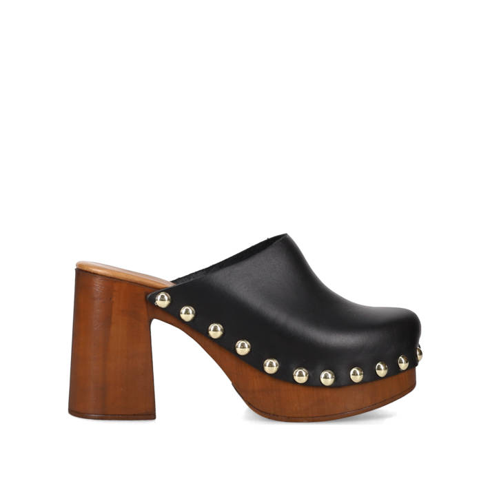 Black leather mule clog