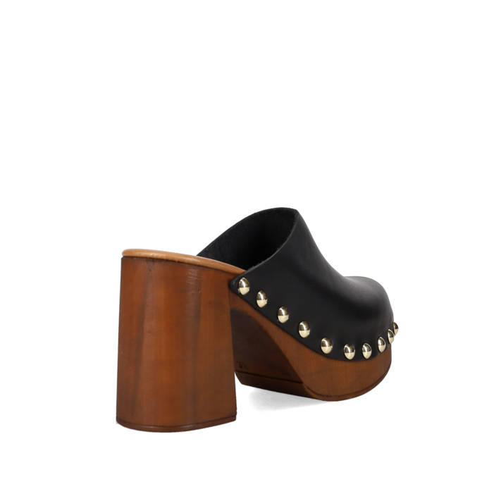 Black leather mule clog